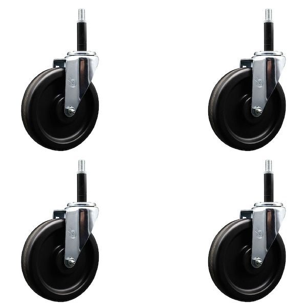 6'' Phenolic Wheel Swivel 3/4'' Expanding Stem Caster Set, 4PK